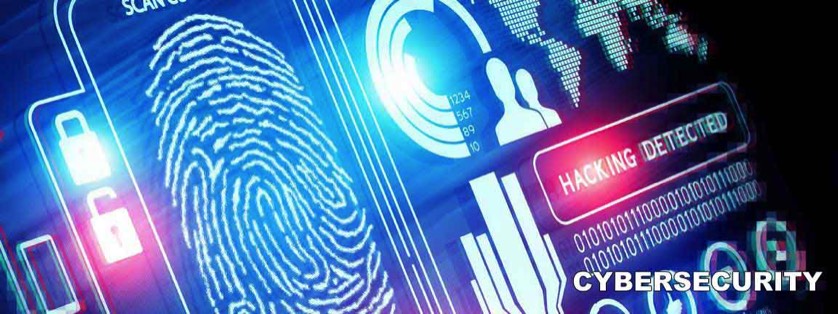 Blue and Red Cybersecurity Screen Glowing in Dark Room